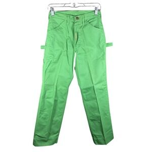 Vintage DeeCee Pants Mens 28x29 Green Carpenter Workwear Talon Zip USA 70s